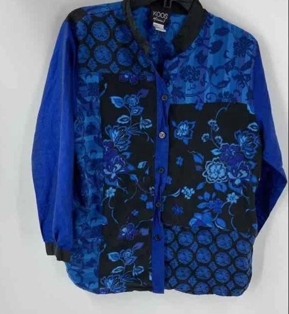 NWOT KOOS COURSE Womens Silk Floral Patchwork Button Front Blouse Jacket M
